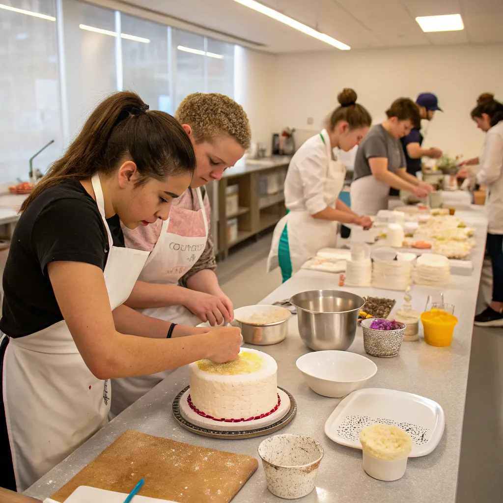 Baking class in action